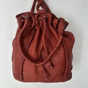 DAY & MOOD Anthropologie Leather Crossbody Backpack Handbag Shoulder Boho Red
